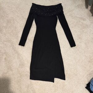 Madden Girl Black Long Sleeve Off-Shoulder Dress